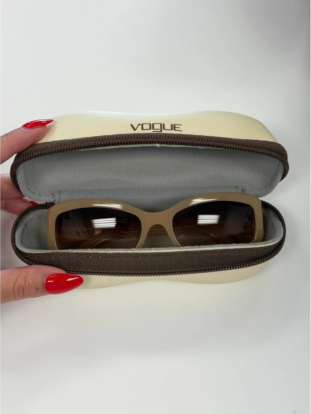 Vintage Vogue Caramel Brown Embellished Sunglasses + Case